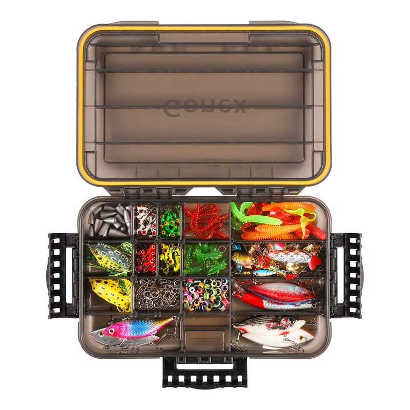 Gonex 3600 Tackle Trays 2 Packs, Sun Protection Waterproof Tackle Boxes for Fishing, Tea-Colored Clear Thicker Floating Airtight Tackle Box Organizers with DIY Dividers for Storage of Lures Hooks etc. - Image 2